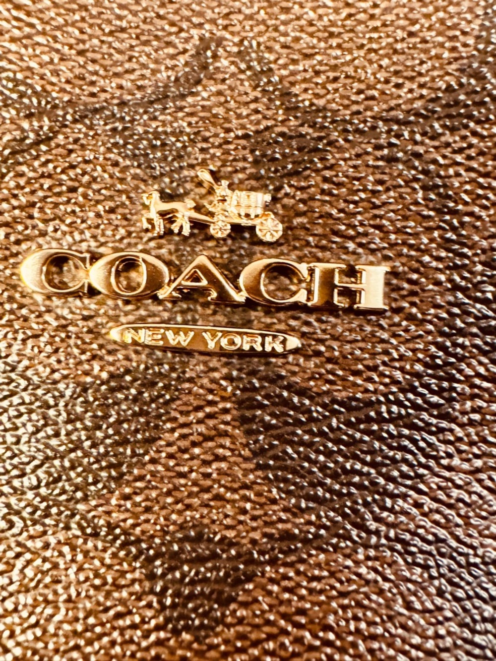 Coach Brown Signature Tote with Pink Trim - Picture 4 of 15